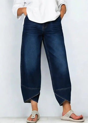 Women's Wide Leg Baggy Cropped Jeans Denim Pants