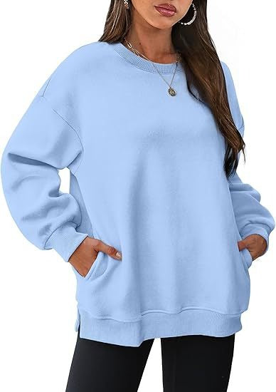 Oversized Crewneck Fleece Sweatshirt - Cozy Pullover Top