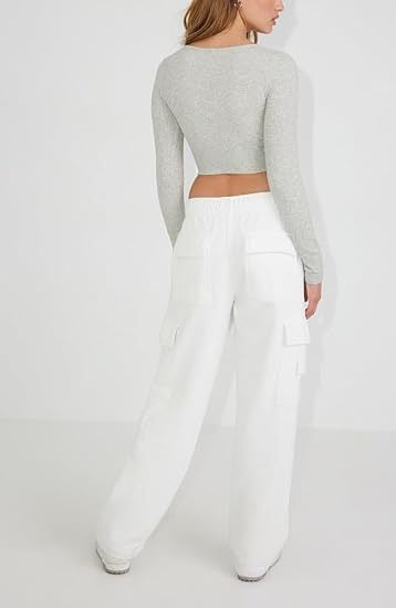 High Waist Y2K Multi-Pocket Cargo Sweatpants