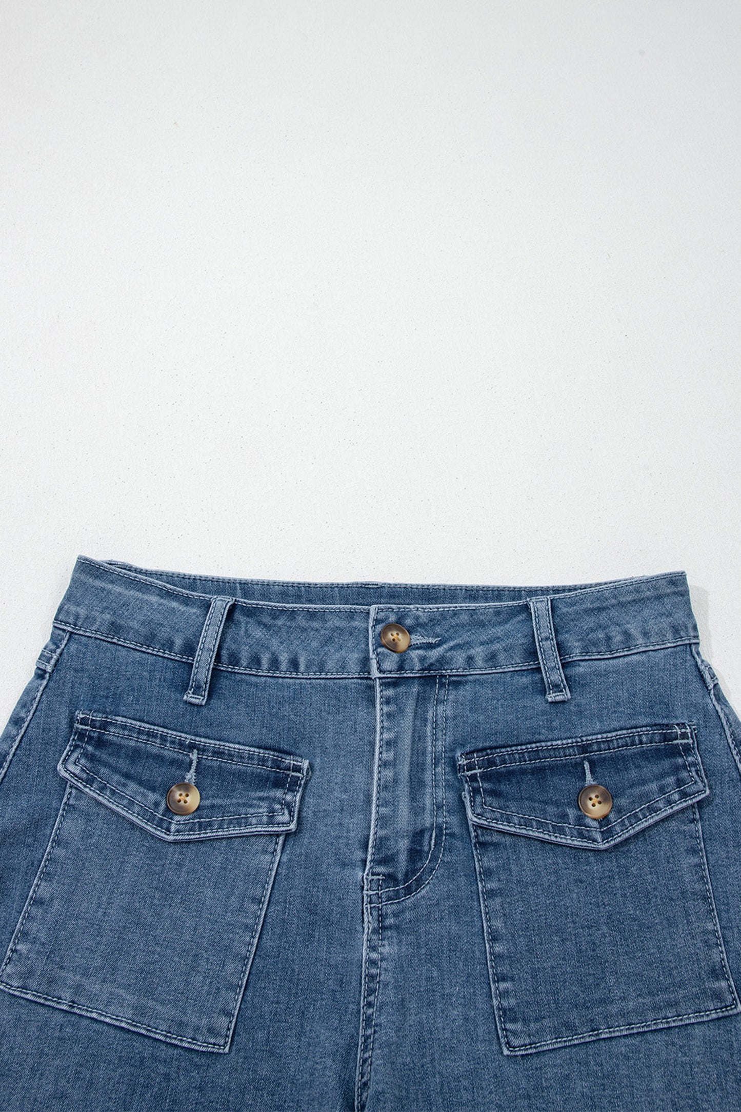 High Waist Flap Pocket Denim Shorts