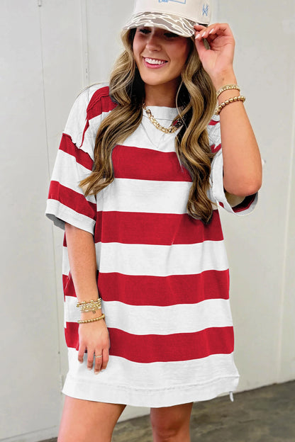 Striped T Shirt Dress Women Oversized Casual Tee Dress