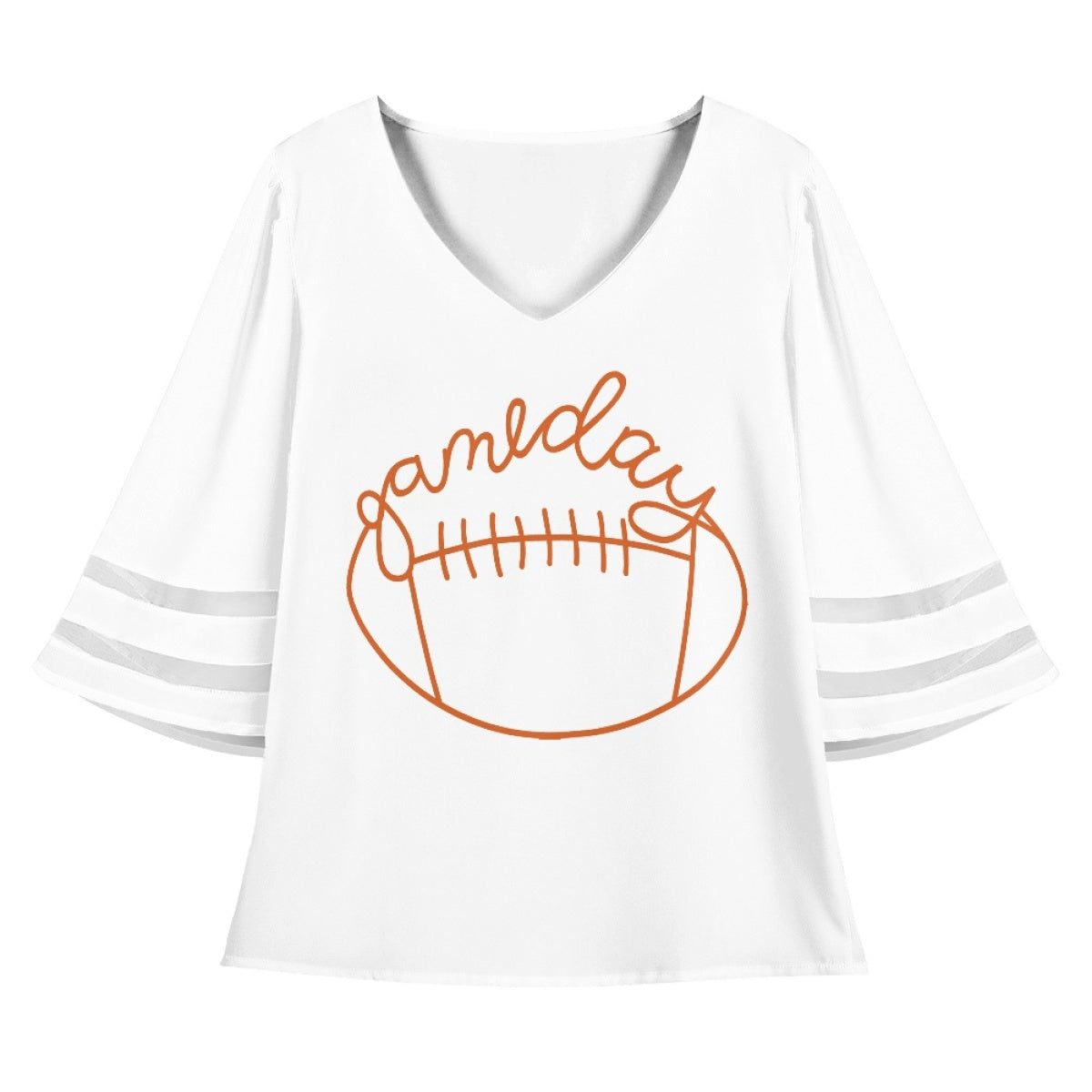 Women's White Background Line Rugby Lace Chiffon Top