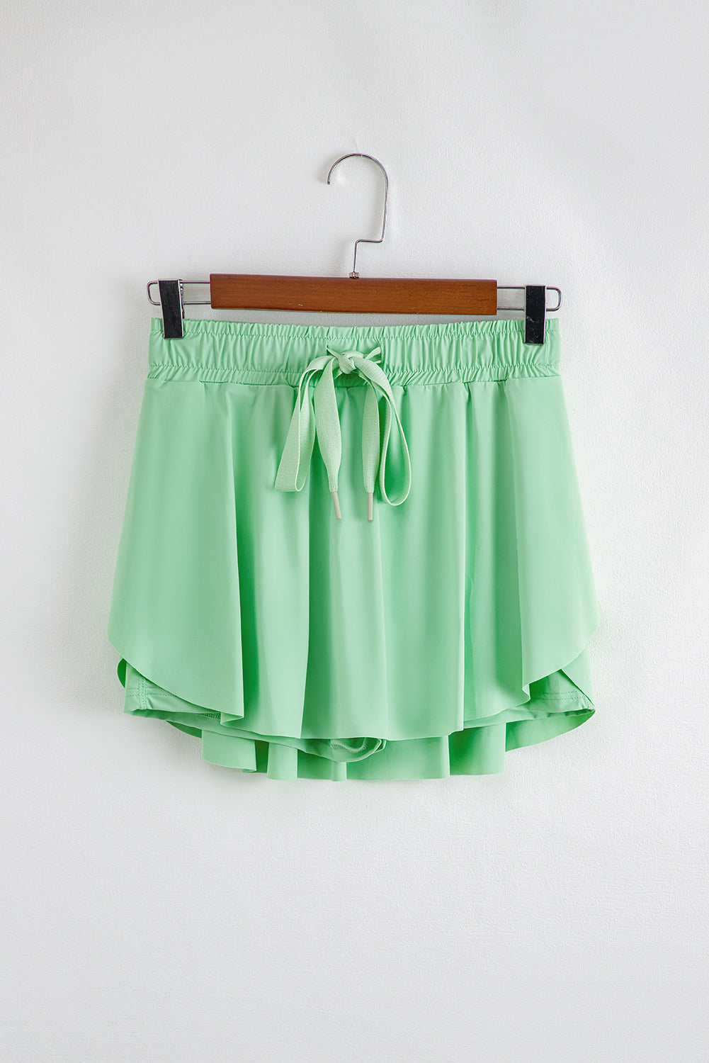 Black High Waist Drawstring Tennis Skort with Lining