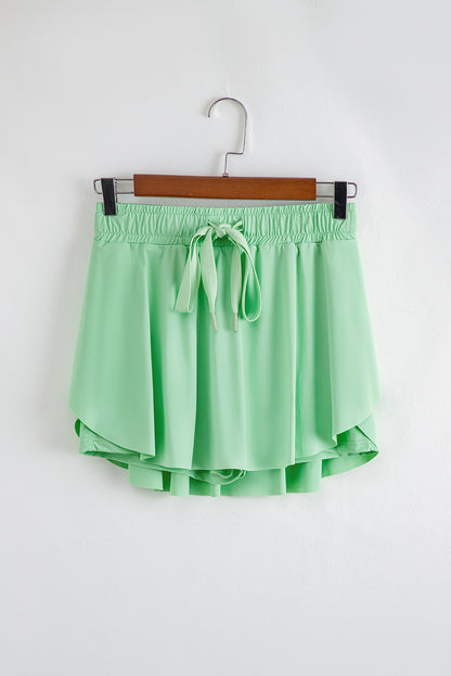 Black High Waist Drawstring Tennis Skort with Lining