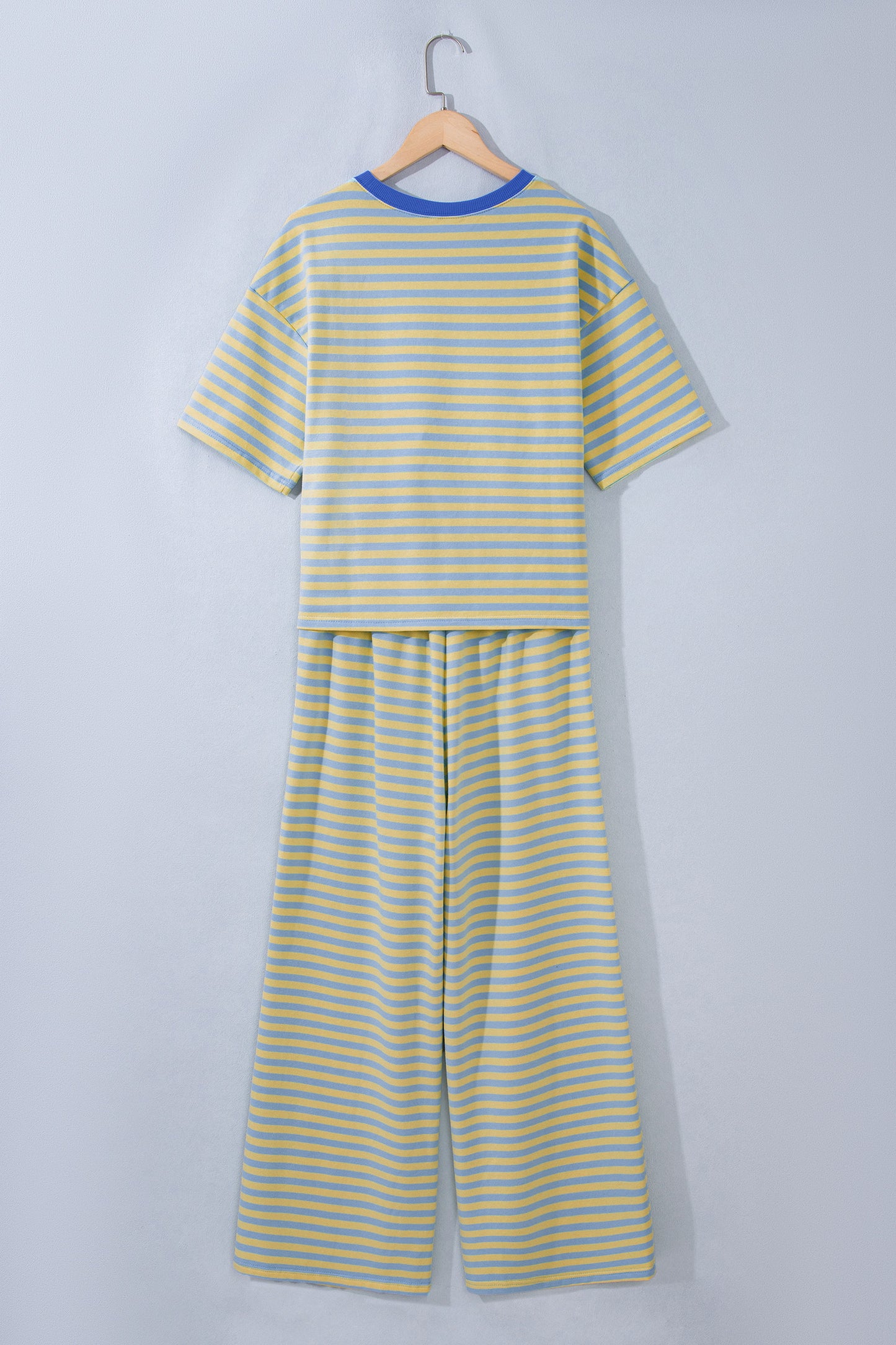 Pink Stripe Wide Leg Lounge Set Women 2 Piece Outfit