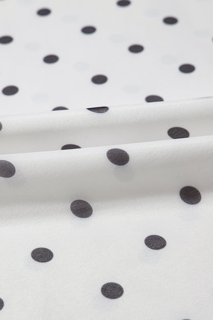White Polka Dot Smocked Square Neck Flutter Maxi Dress