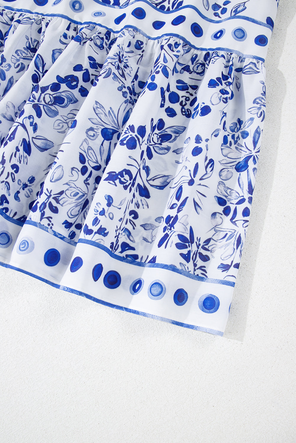Blue Floral Square Neck Smocked Maxi Dress
