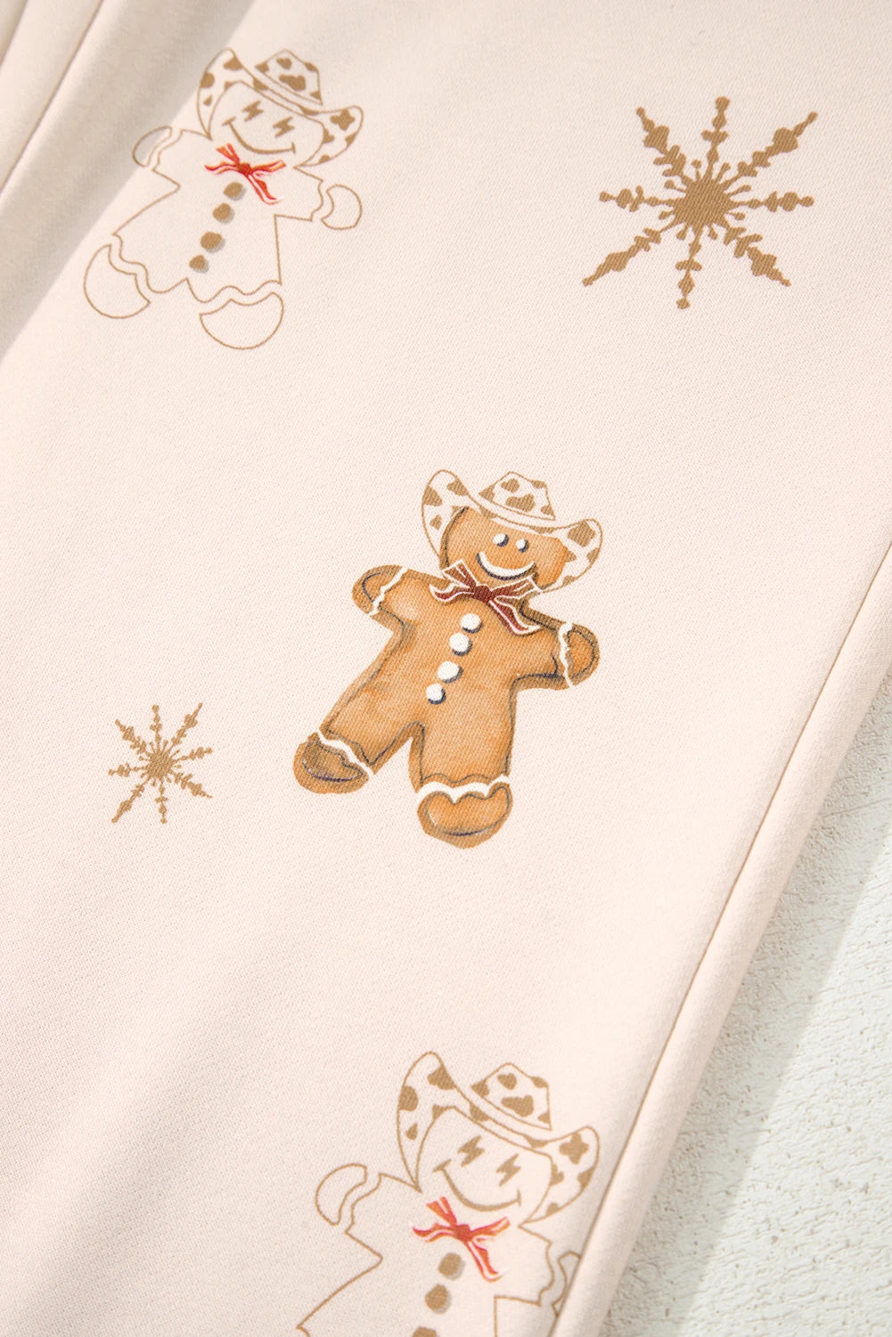 Beige Print Christmas 2pcs Lounge Set for Women