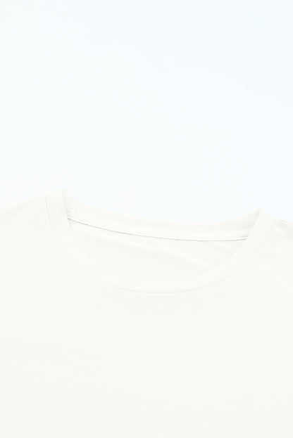 White Casual Crew Neck Short Sleeve Basic Tee
