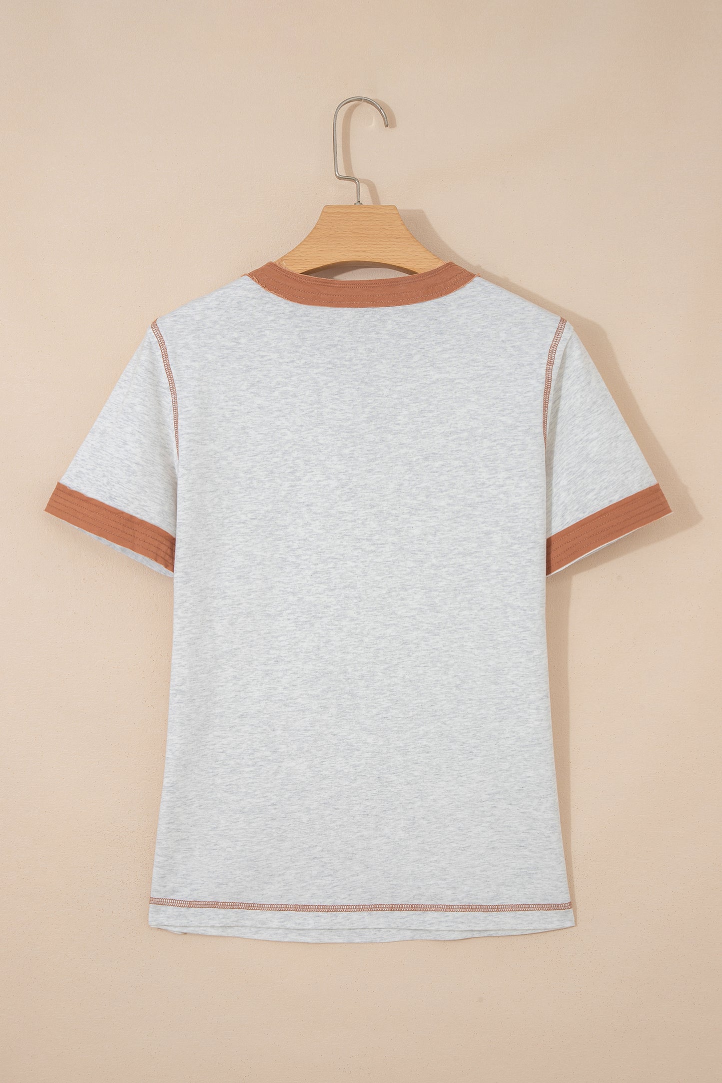 Short Sleeve Contrast Trim Button Henley Tee