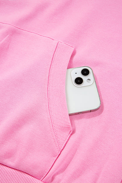 Bonbon Checkered Patchwork Half Zip Hoodie with Pocket