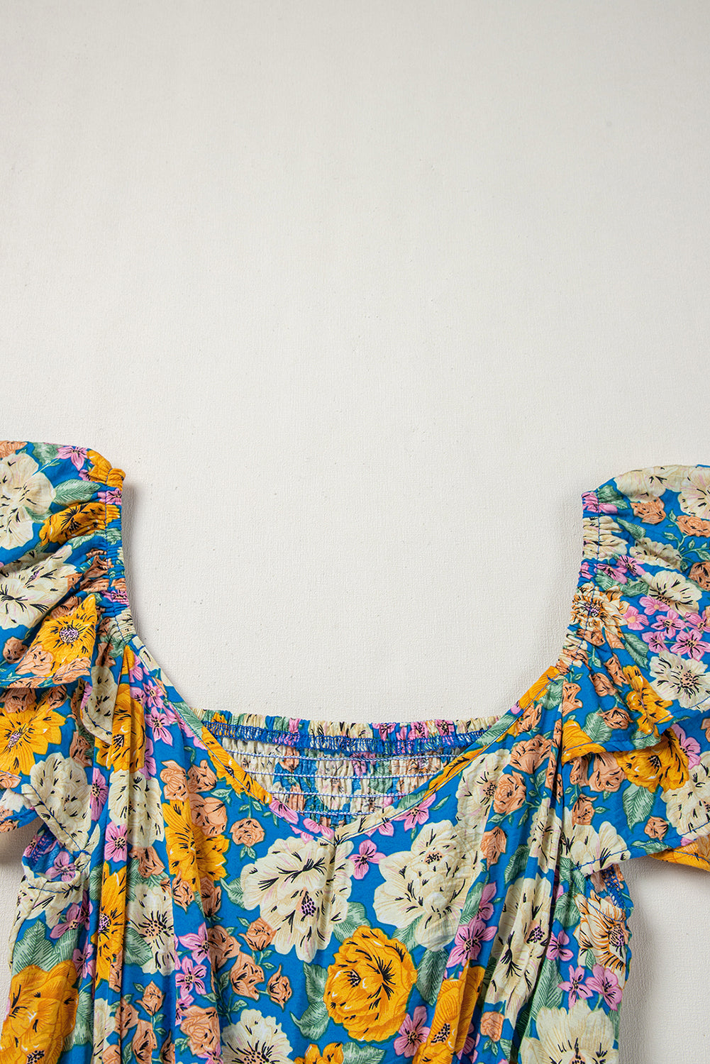 Floral Wide Leg Jumpsuit Cutout High Waist Boho Style