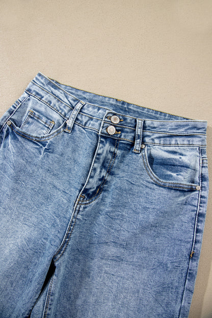 Western Light Wash High Waist Wide Leg Denim Jeans