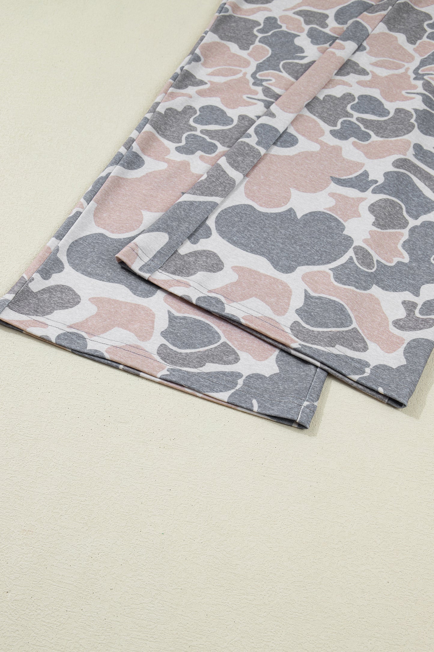 Camo Print Cotton Tee & Wide Leg Lounge Set