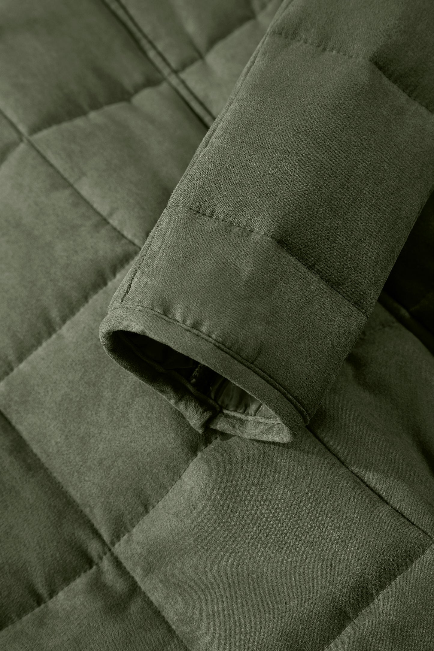 Olive Green Quilted Zip-Up Jacket with Pockets