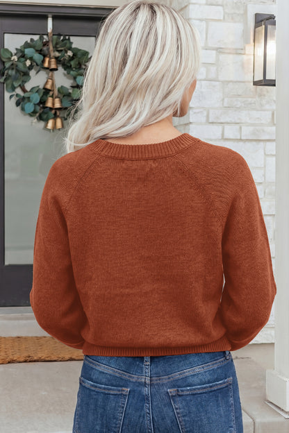 Coffee Ribbed Knit Short Sleeve Lightweight Sweater Top