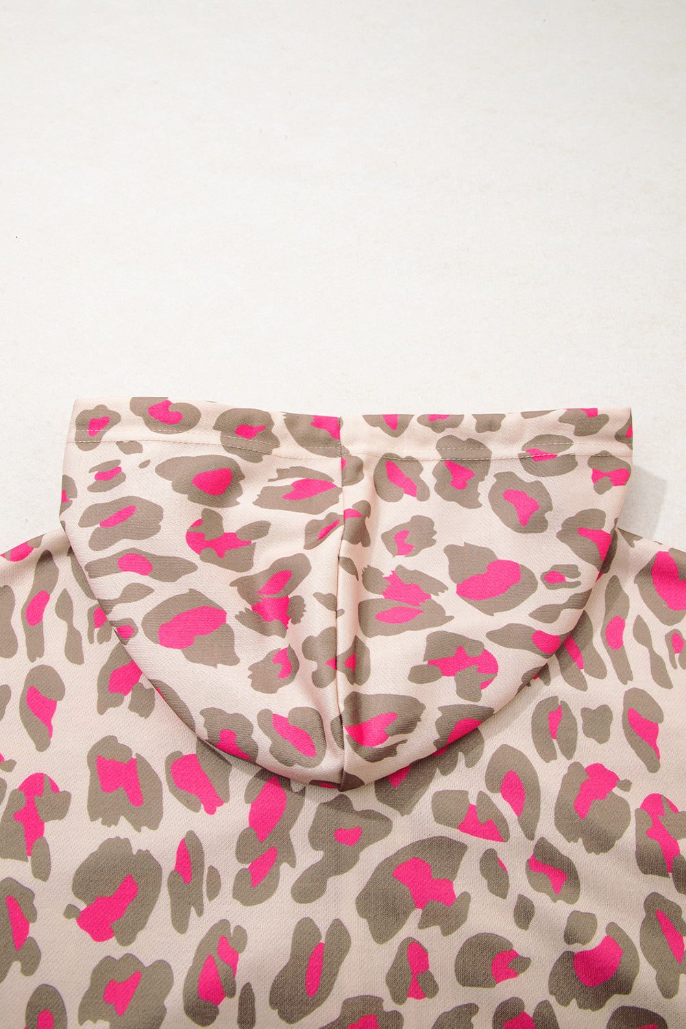 Rose Leopard Print Zip Up Hoodie with Pockets