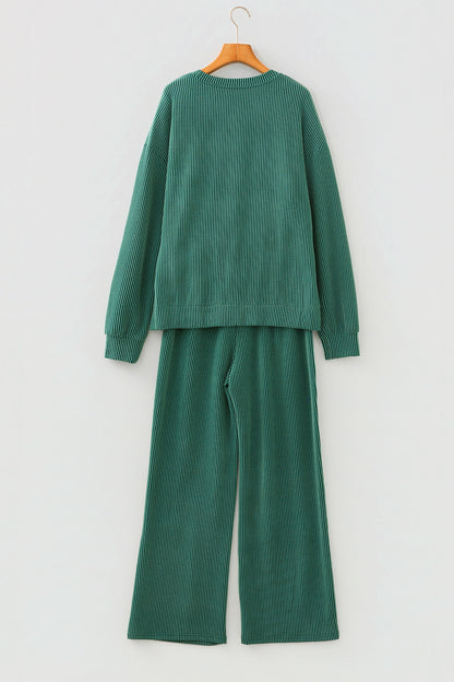 JOLLY Ribbed Knit Long Sleeve Top and Pants Set