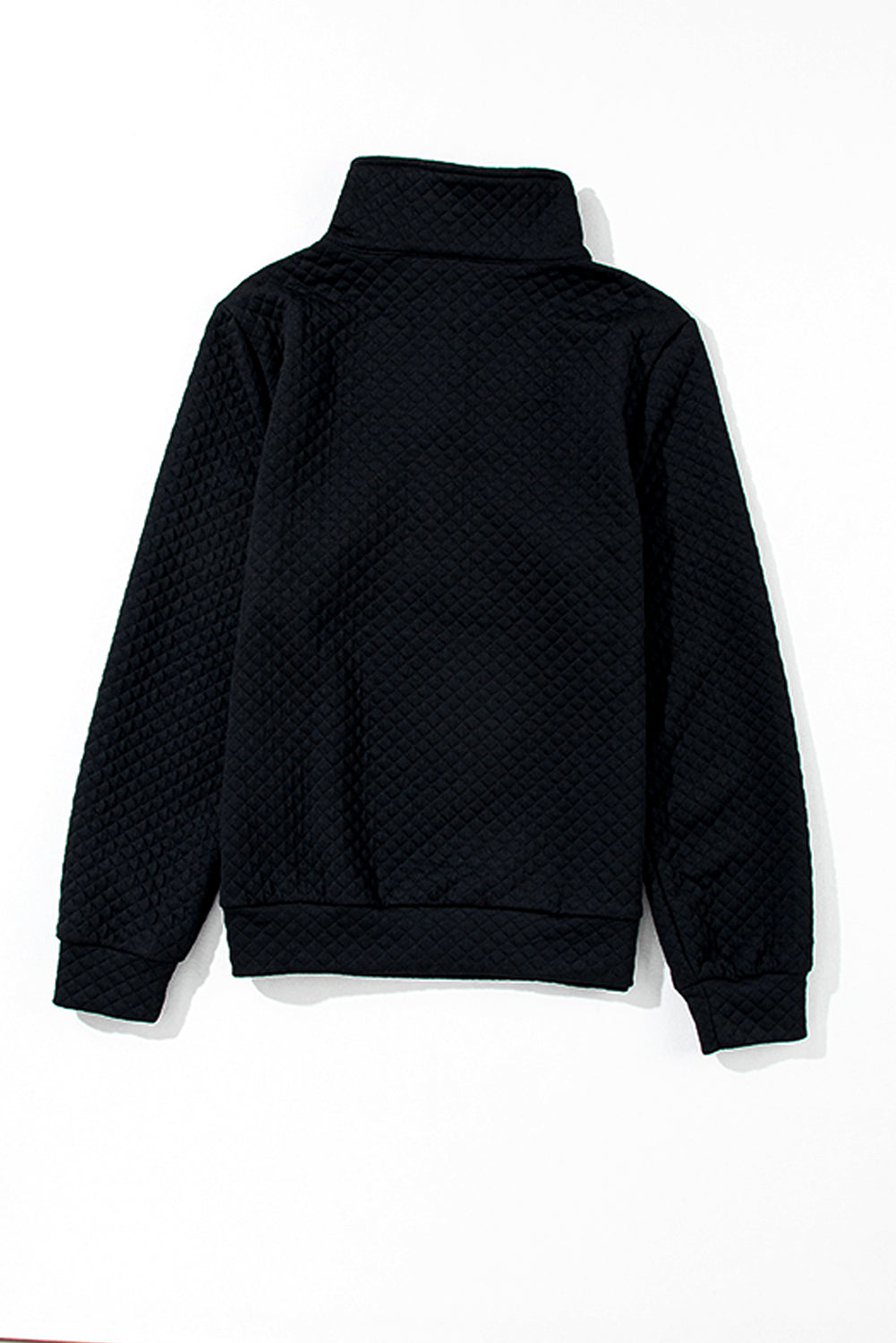 Solid Half Zipper Quilted Pullover Sweatshirt