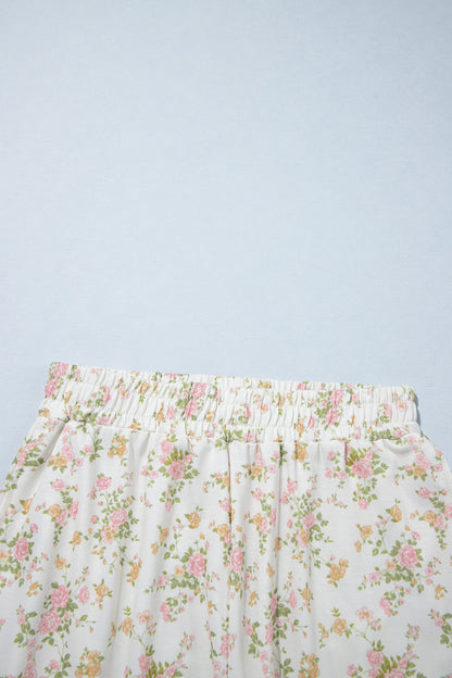 Floral Sweatshirt Shorts Set Women Lounge Two Piece Set