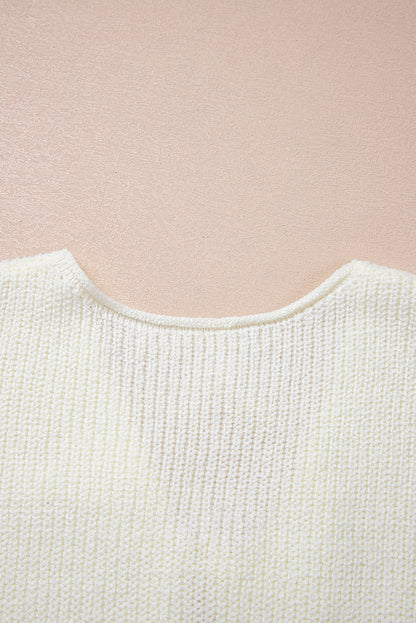 Beige Tie Front V Neck Sweater Vest Knit Top