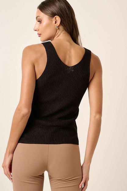 Lightweight Knit V Neck Sleeveless Sweater Tank Top