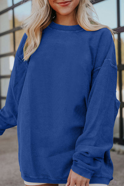 Vintage Washed Corduroy Oversized Rib Knit Sweatshirt