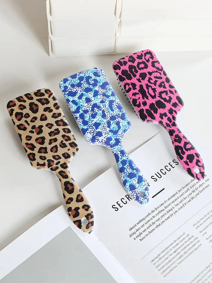 Leopard Print Paddle Hair Brush Detangling Wet Dry