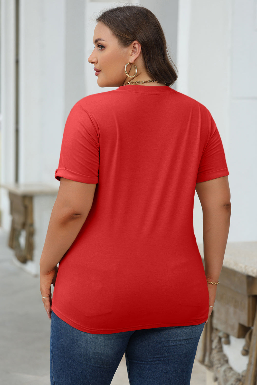White Casual Crew Neck Short Sleeve Basic Tee