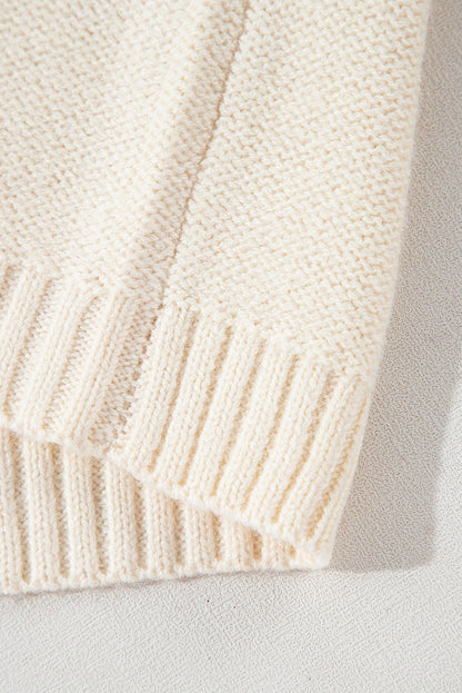 Gold Flame Colorblock Cable Knit Sweater Drop Shoulder