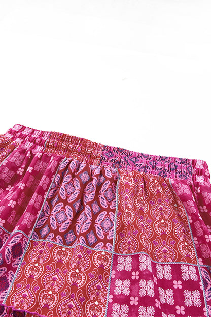 Paisley Print Tiered Maxi Skirt with Pockets