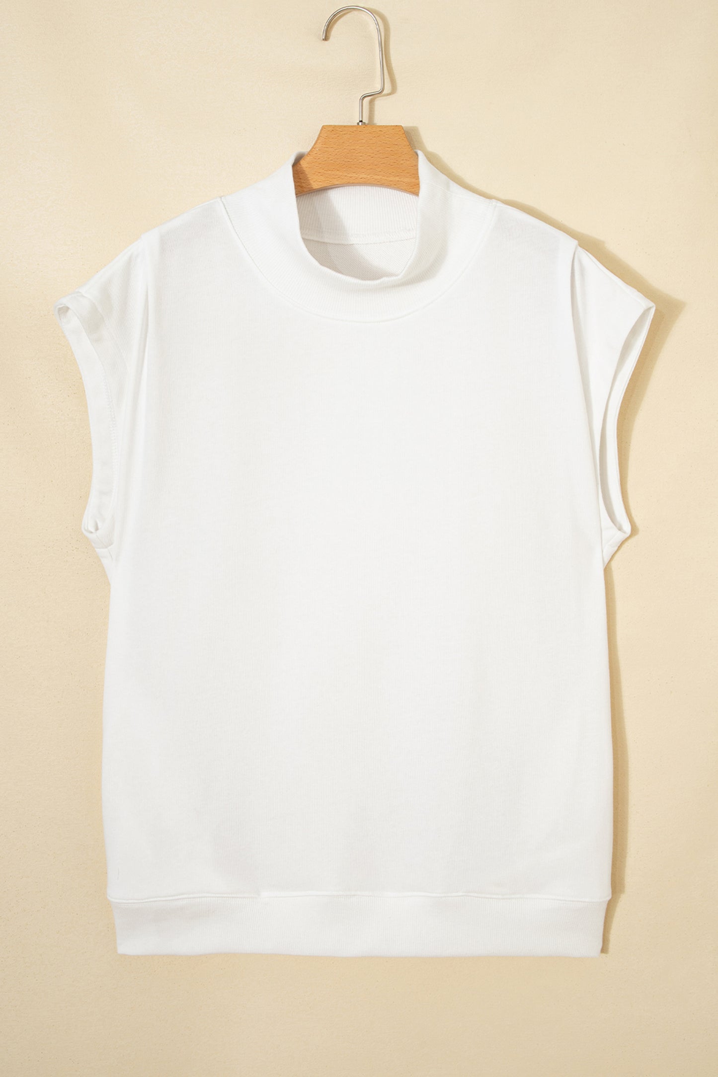 High Neck Cap Sleeve Loose Casual Top