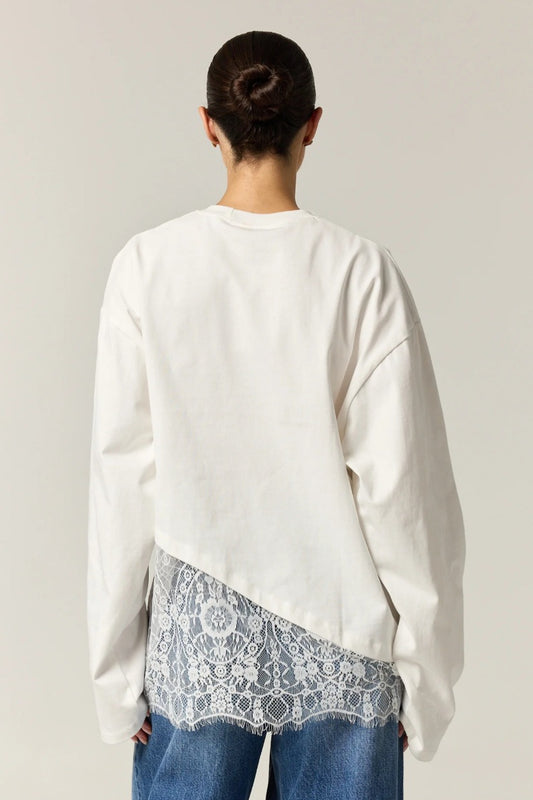 Solid ViscoseBlend Top BohoChic LaceHem Blouse