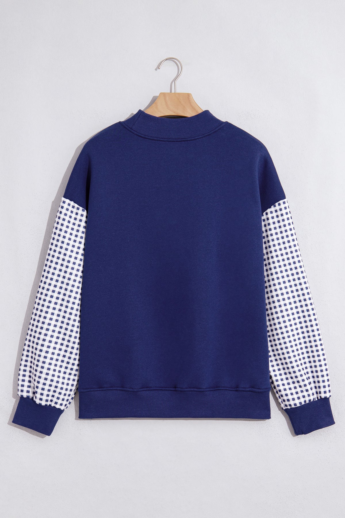 Evergreen Plaid Sleeve Colorblock Loose Tunic Sweatshirt