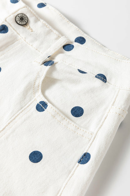 Blue Polka Dot Barrel Jeans High Waist Wide Leg Pants