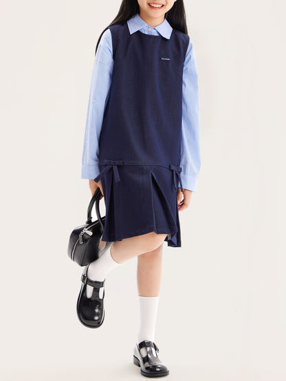 Sleeveless A-Line Dress with Bow Detail for Girls