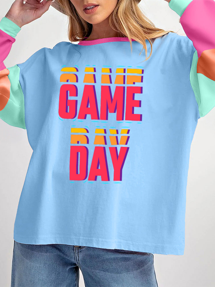Vibrant Game Day Colorblock Graphic Tee