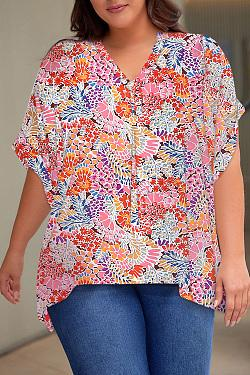 Plus Size Leopard Print v-Neck Pullover Top Plus Size Chiffon Sweater