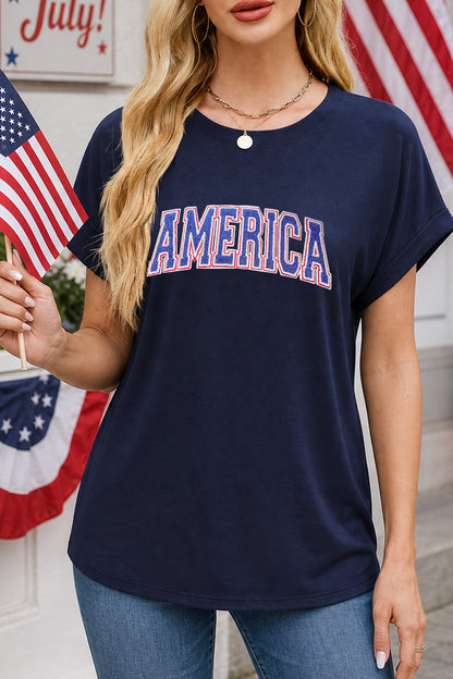 America Graphic July 4th Patriotic Tee Shirt Women