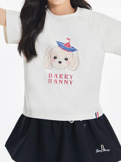 Girls Dog Graphic Cotton Blend Short Sleeve T-Shirt