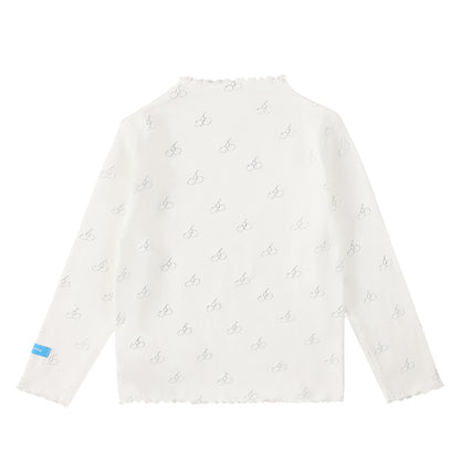 Girls Cherry Print Long Sleeve Slim Fit T Shirt