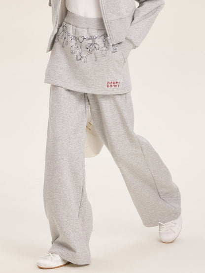 Girls Grey Hoodie Jacket and Faux Layered Skirt Pants Set