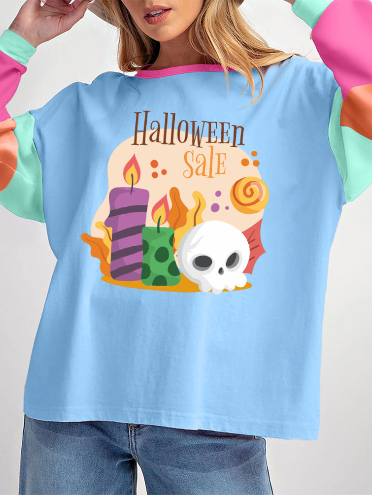 Spooky Halloween Graphic Colorblock Tee