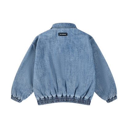 Vintage Denim Jacket for Kids - Retro Zip-Up Outerwear
