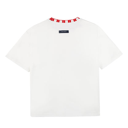 Kids White Dog Graphic Tee with Cute Logo