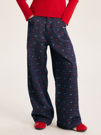 Girls' Trendy High-Waisted Wide-Leg Pants with Star Print