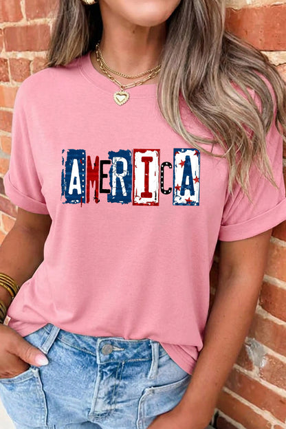 America Flag Graphic July 4th Patriotic Tee Shirt