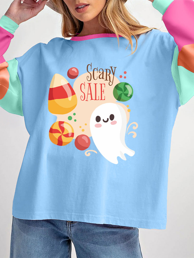 Scary Sale Halloween Colorblock Graphic Tee