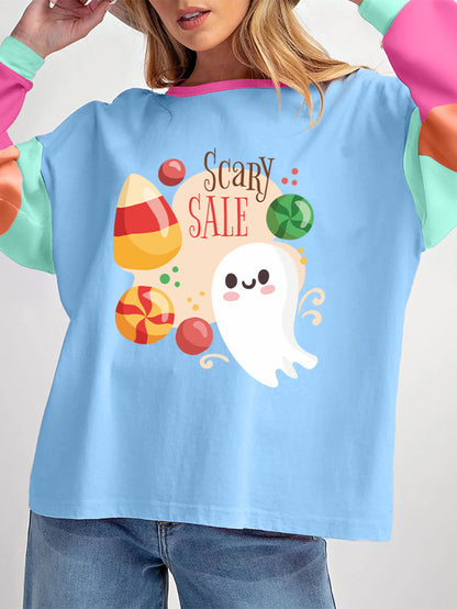 Scary Sale Halloween Colorblock Graphic Tee