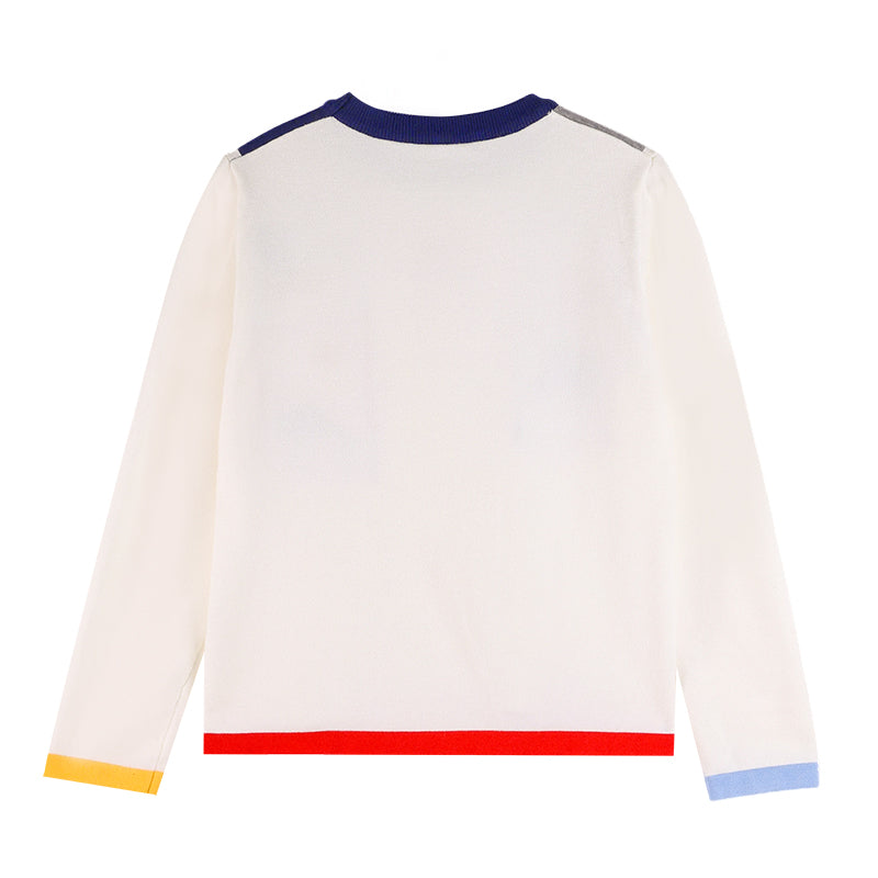 Girls' Cartoon Cat Graphic Knit Pullover Sweater